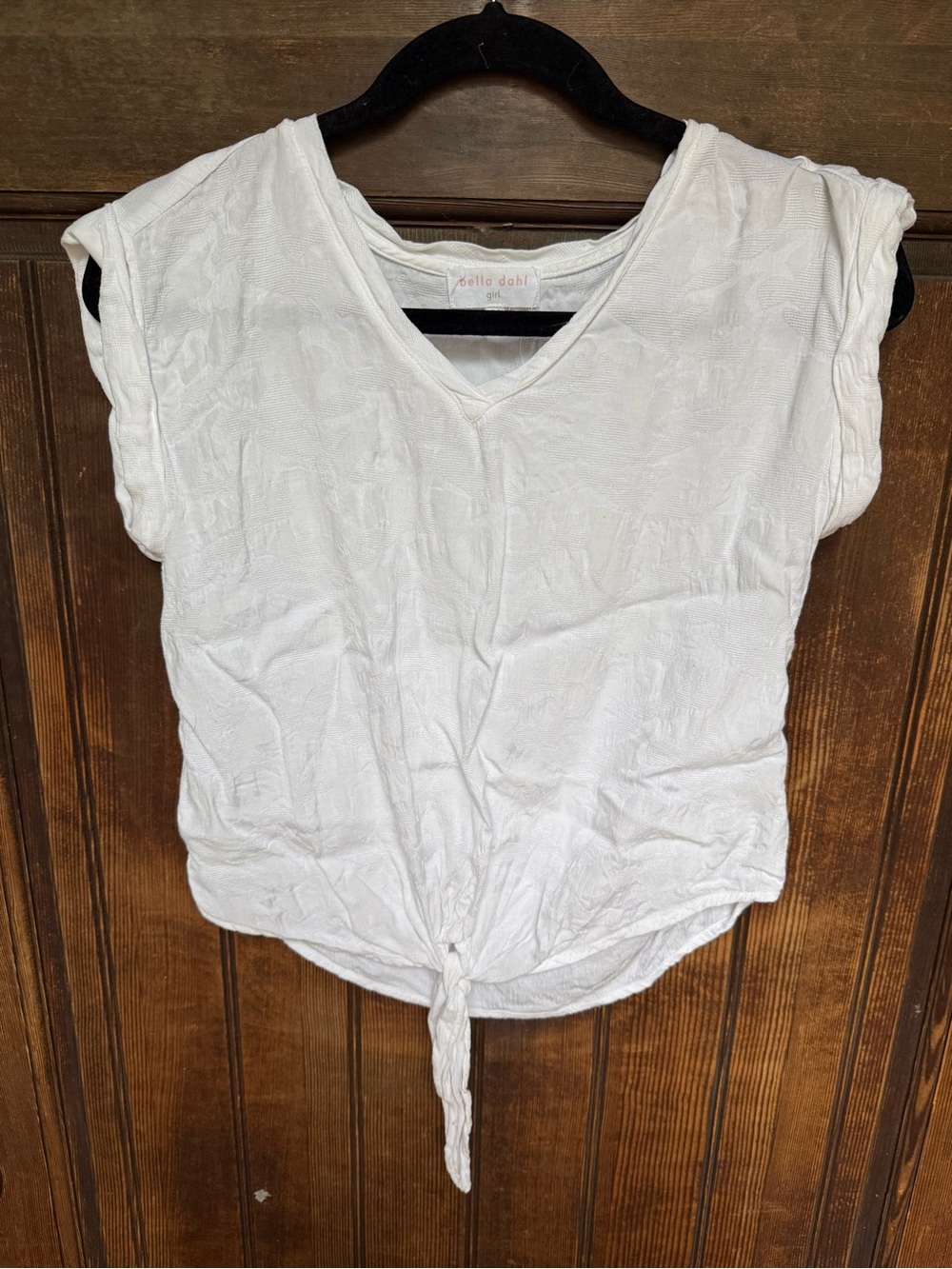 Bella Dahl Girl White Tone-on-tone Camo Tie Top, Size 14, EUC